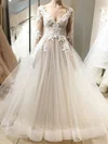 Ball Gown/Princess Illusion Tulle Sweep Train Wedding Dresses With Appliques Lace #Milly00023946