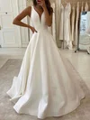 Ball Gown/Princess V-neck Satin Sweep Train Wedding Dresses #Milly00023951