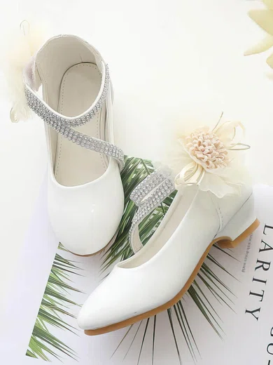 Kids' Closed Toe PVC Flower Low Heel Girl Shoes #Milly03031483