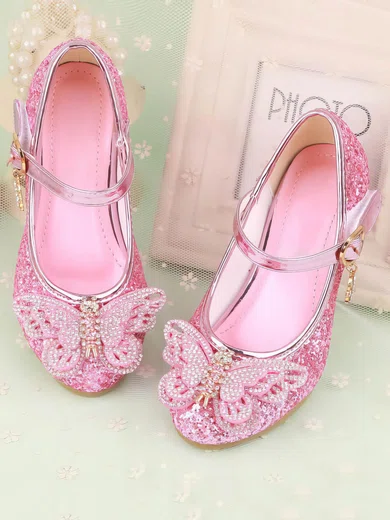 Kids' Closed Toe PVC Bowknot Low Heel Girl Shoes #Milly03031489
