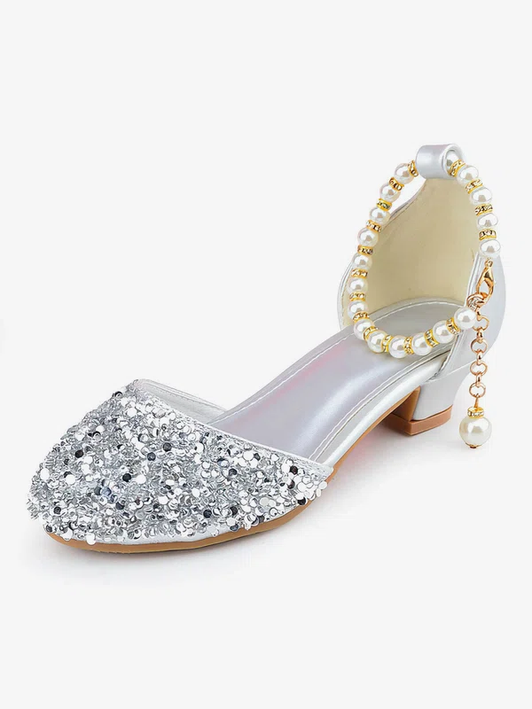 Kids' Closed Toe PVC Crystal Low Heel Girl Shoes #Milly03031490