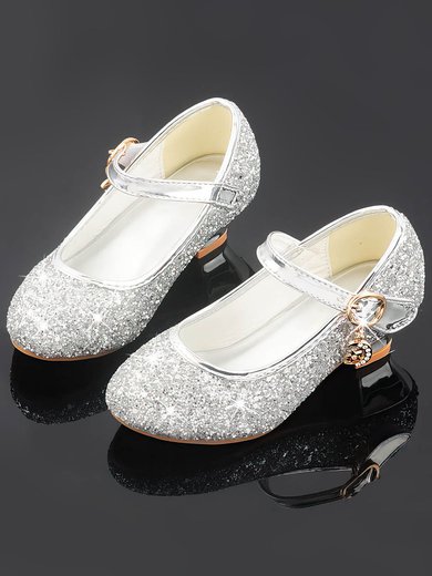 Kids' Closed Toe PVC Crystal Low Heel Girl Shoes #Milly03031491