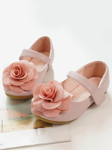 Kids' Closed Toe PVC Flower Flat Heel Girl Shoes #Milly03031505
