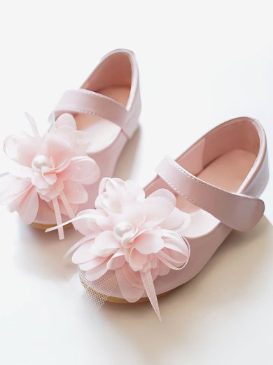 Kids' Closed Toe PVC Flower Flat Heel Girl Shoes #Milly03031506