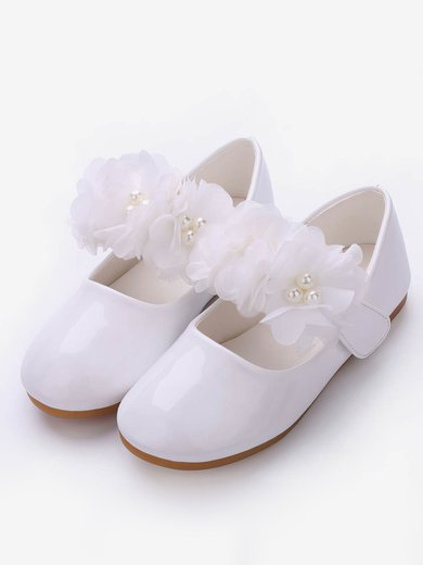 Kids' Closed Toe PVC Flower Flat Heel Girl Shoes #Milly03031509