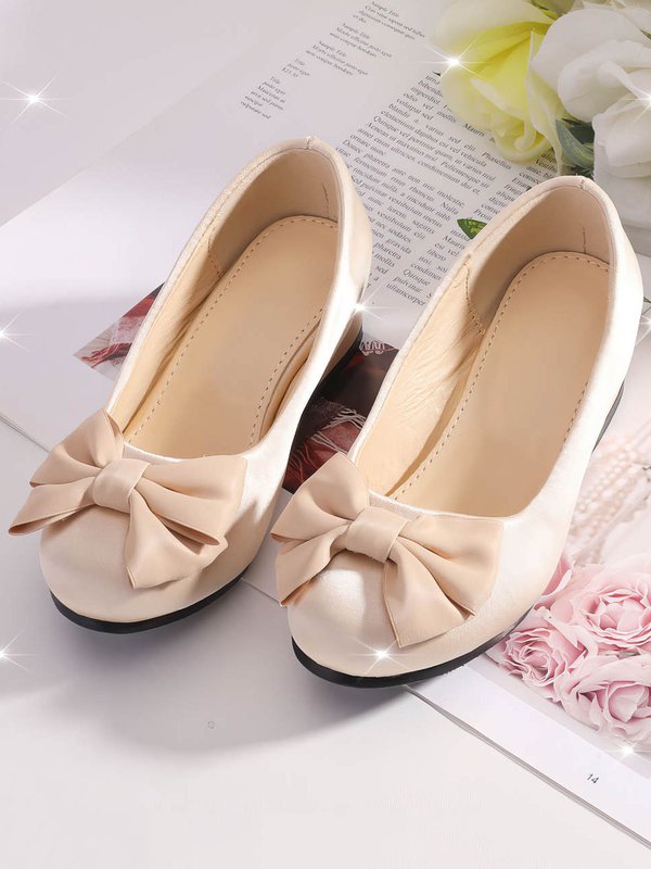 Kids Pumps Satin Bowknot Low Heel Girl Shoes