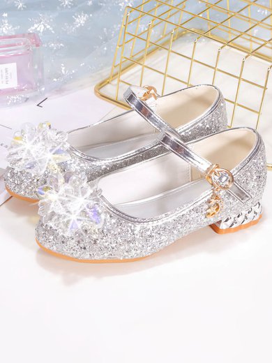 Kids' Closed Toe Sparkling Glitter Rhinestone Flat Heel Girl Shoes #Milly03031523