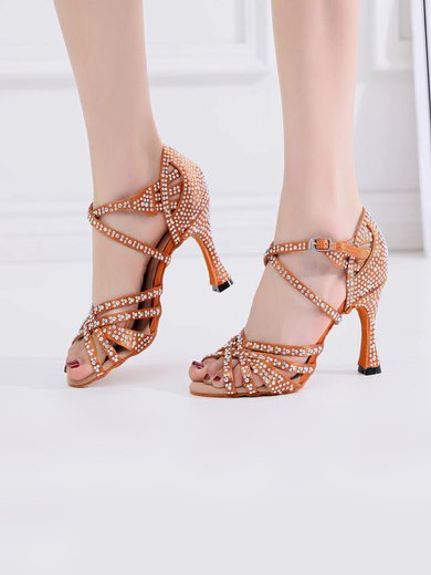 Women's Sandals Satin Crystal Stiletto Heel Dance Shoes #Milly03031075