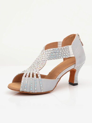 Women's Sandals Satin Zipper Kitten Heel Dance Shoes #Milly03031086