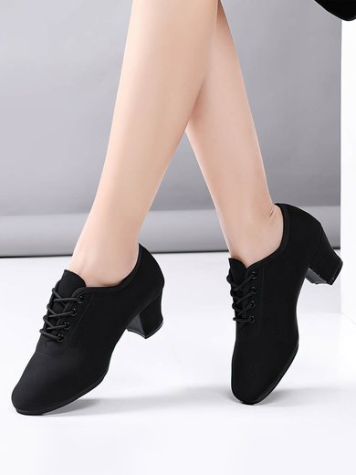 Women's Closed Toe Canvas Kitten Heel Dance Shoes #Milly03031210