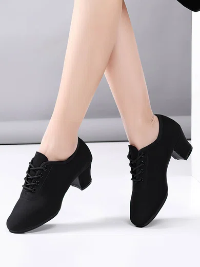 Women's Closed Toe Canvas Kitten Heel Dance Shoes #Milly03031210