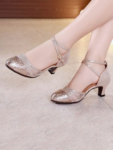 Women's Closed Toe PVC Sequin Flat Heel Dance Shoes #Milly03031220