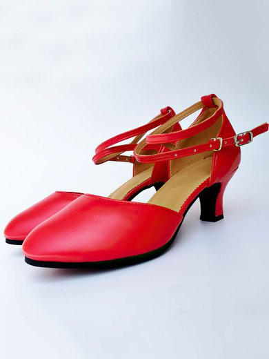 Women's Closed Toe PVC Buckle Kitten Heel Dance Shoes #Milly03031233