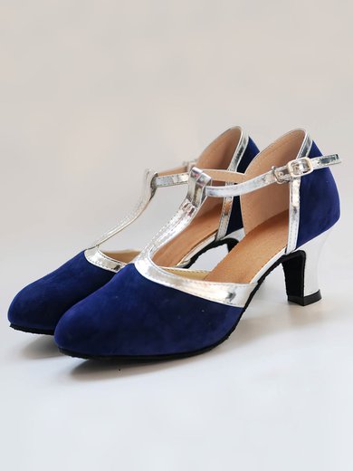 Women's Closed Toe Velvet Buckle Kitten Heel Dance Shoes #Milly03031236
