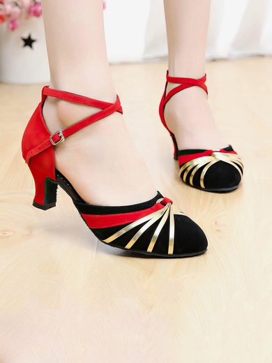 Women's Closed Toe Velvet Sequin Kitten Heel Dance Shoes #Milly03031237
