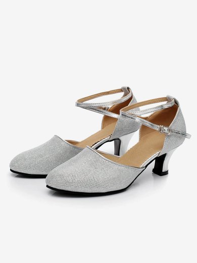 Women's Closed Toe Sparkling Glitter Buckle Kitten Heel Dance Shoes #Milly03031238
