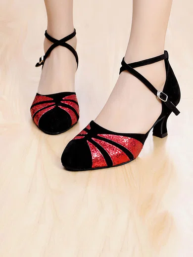 Black velvet heels closed fashion toe