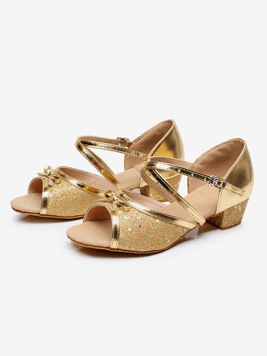 Kids' Peep Toe Sparkling Glitter Sequin Flat Heel Dance Shoes #Milly03031243