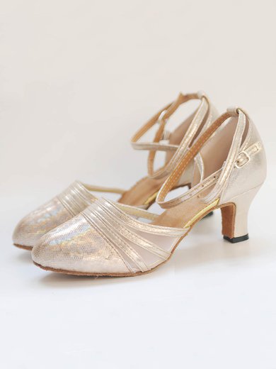 Women's Closed Toe Sparkling Glitter Buckle Kitten Heel Dance Shoes #Milly03031245