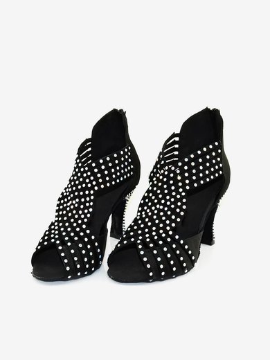Women's Peep Toe Velvet Zipper Stiletto Heel Dance Shoes #Milly03031264