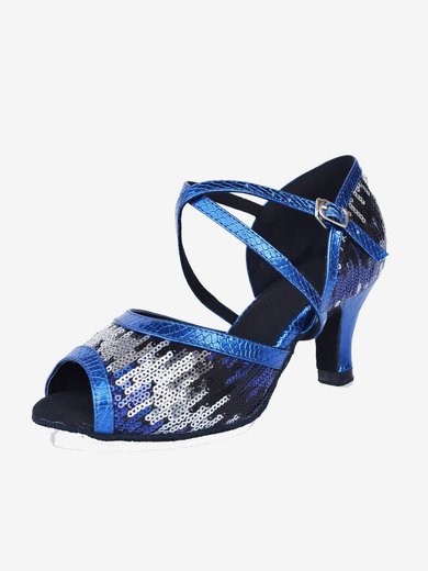 Women's Sandals PVC Sequin Kitten Heel Dance Shoes #Milly03031279