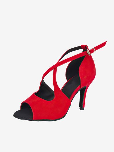 Women's Peep Toe Velvet Buckle Kitten Heel Dance Shoes #Milly03031283