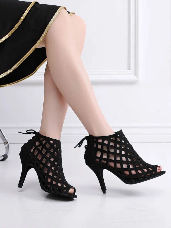 Women's Peep Toe Velvet Zipper Stiletto Heel Dance Shoes #Milly03031313