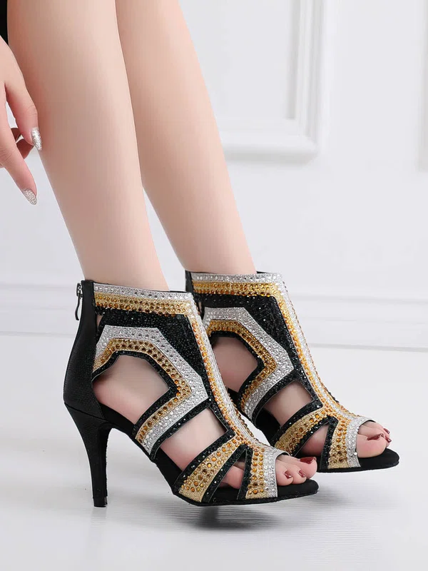 Women's Peep Toe PVC Zipper Stiletto Heel Dance Shoes #Milly03031321