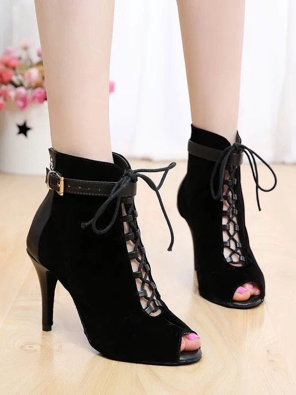 Women's Peep Toe Velvet Zipper Stiletto Heel Dance Shoes #Milly03031327