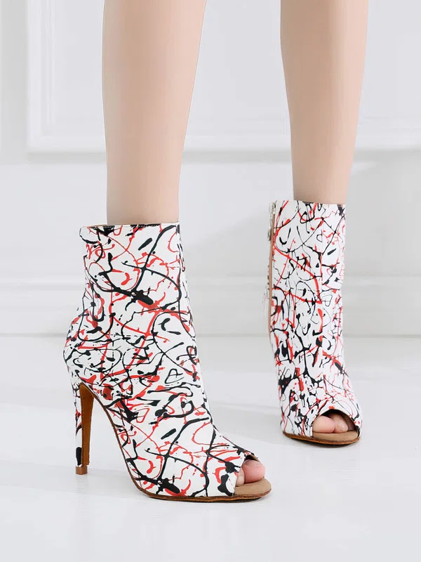 Women's Peep Toe Leatherette Zipper Stiletto Heel Dance Shoes #Milly03031330