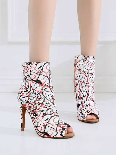 Women's Peep Toe Leatherette Zipper Stiletto Heel Dance Shoes #Milly03031330
