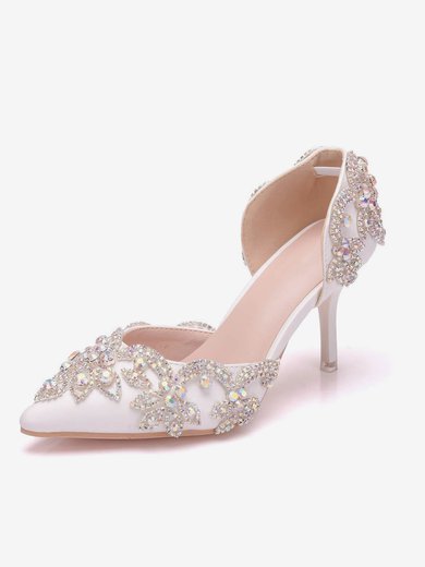 Women's Pumps PVC Crystal Stiletto Heel Wedding Shoes #Milly03031132