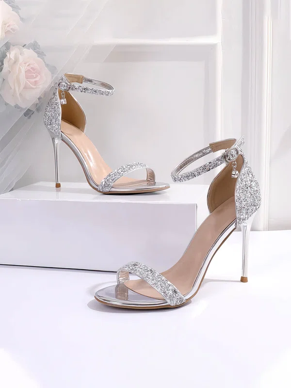 Women's Sandals Sparkling Glitter Buckle Stiletto Heel Wedding Shoes #Milly03031142