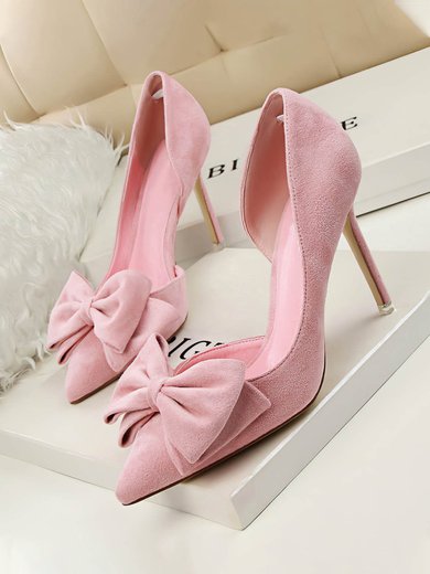Women's Pumps Velvet Bowknot Stiletto Heel Wedding Shoes #Milly03031143