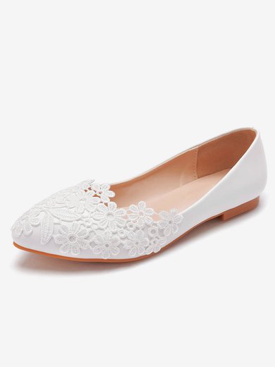 Women's Pumps PVC Flower Flat Heel Wedding Shoes #Milly03031161