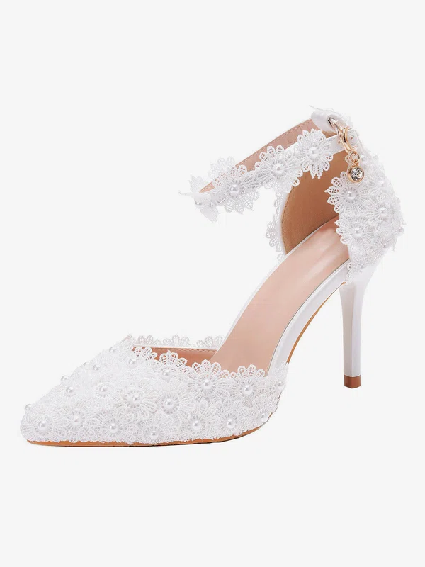 Women's Closed Toe PVC Buckle Stiletto Heel Wedding Shoes #Milly03031162
