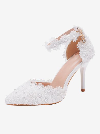 Women's Closed Toe PVC Buckle Stiletto Heel Wedding Shoes #Milly03031162