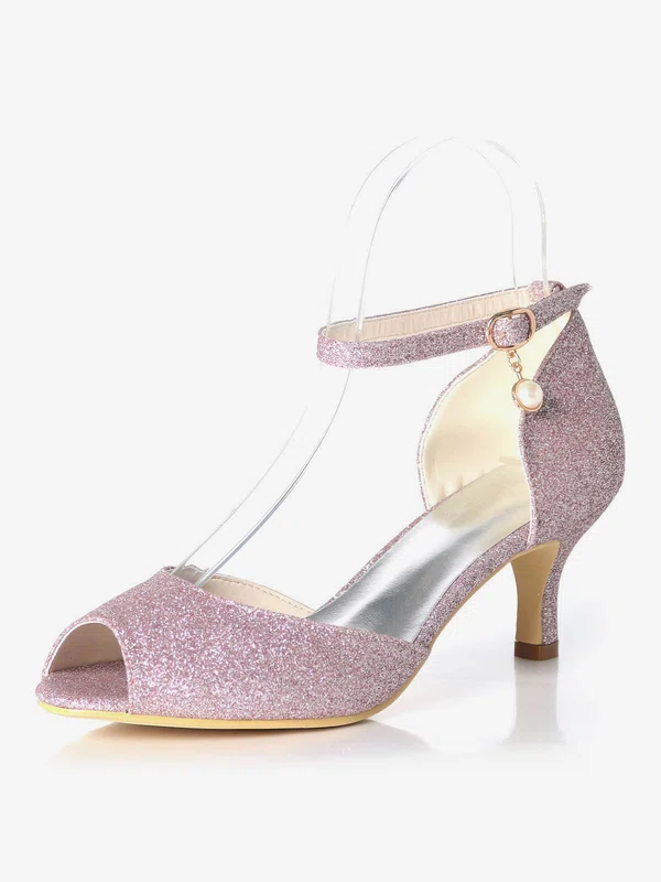 Women's Sandals Sparkling Glitter Buckle Kitten Heel Wedding Shoes #Milly03031165