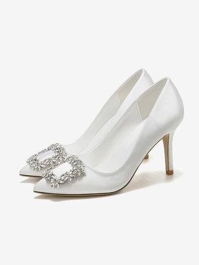Women's Pumps Silk Crystal Stiletto Heel Wedding Shoes #Milly03031192