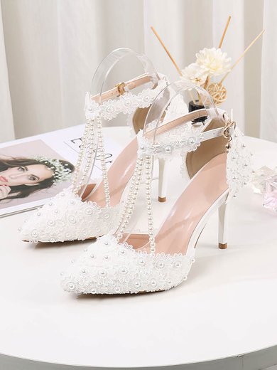 Women's Closed Toe Leatherette Flower Stiletto Heel Wedding Shoes #Milly03031193