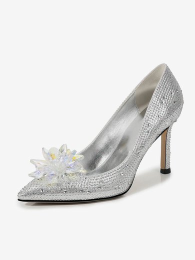 Women's Pumps Leatherette Rhinestone Stiletto Heel Wedding Shoes #Milly03031199