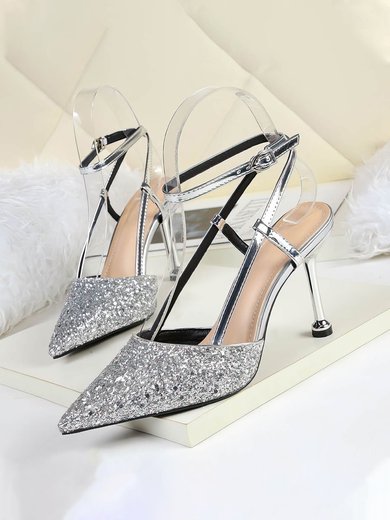 Women's Closed Toe PVC Buckle Stiletto Heel Wedding Shoes #Milly03031366