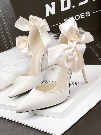 Women's Pumps Satin Bowknot Stiletto Heel Wedding Shoes #Milly03031373