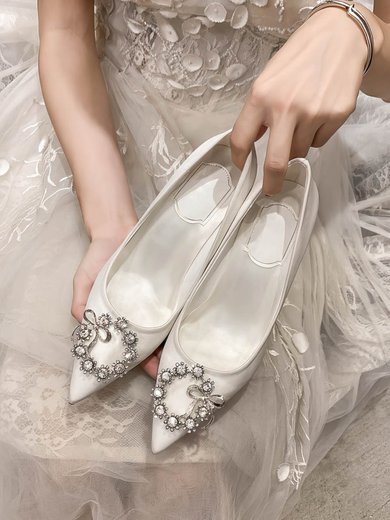 Women's Pumps Satin Crystal Stiletto Heel Wedding Shoes #Milly03031379