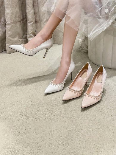 Women's Pumps Satin Chain Stiletto Heel Wedding Shoes #Milly03031403