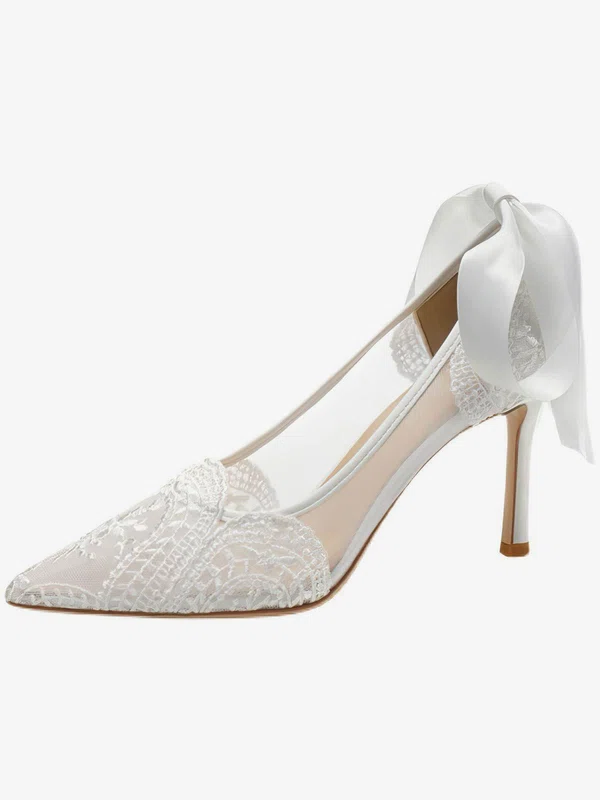 Women's Pumps Silk Like Satin Lace-up Kitten Heel Wedding Shoes #Milly03031417