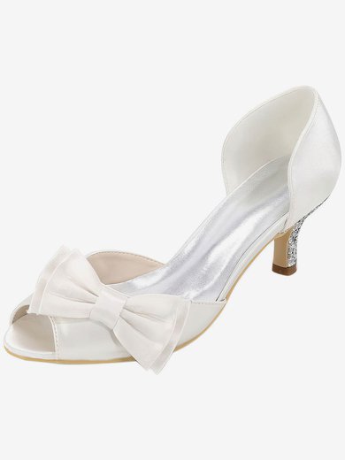 Women's Pumps Silk Like Satin Bowknot Kitten Heel Wedding Shoes #Milly03031418