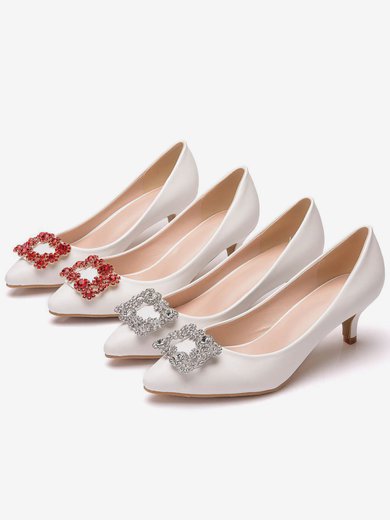 Women's Pumps PVC Crystal Kitten Heel Wedding Shoes #Milly03031420