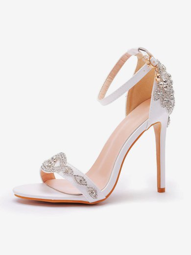 Women's Peep Toe PVC Buckle Stiletto Heel Wedding Shoes #Milly03031421
