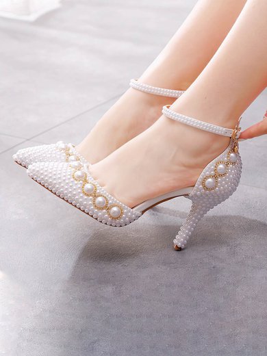 Women's Closed Toe PVC Buckle Stiletto Heel Wedding Shoes #Milly03031427